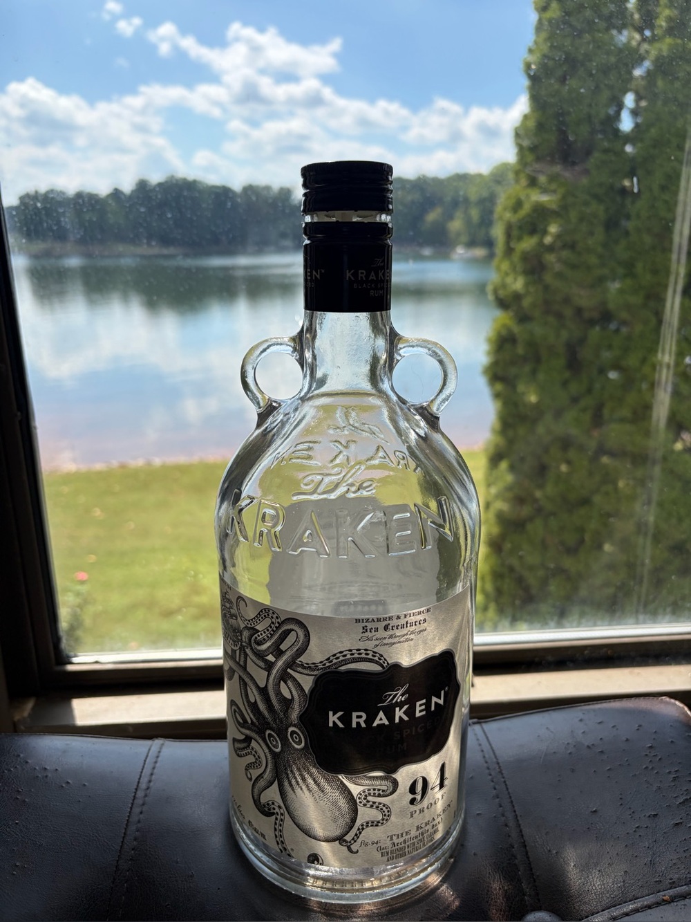 The Kraken Black Spiced Rum Empty Glass Decorative Bottle - Clear